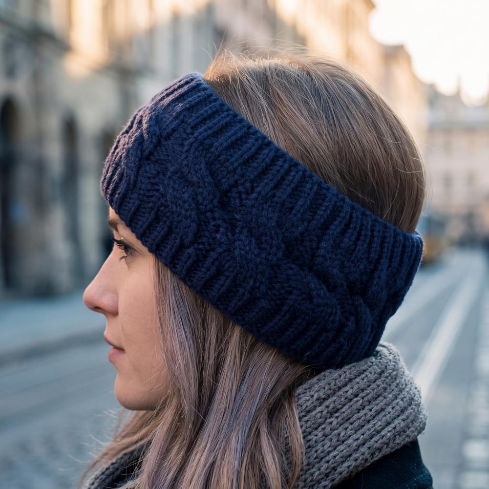 Fleece Ear Warmer Band - Zimowa opaska na głowę z dzianiny